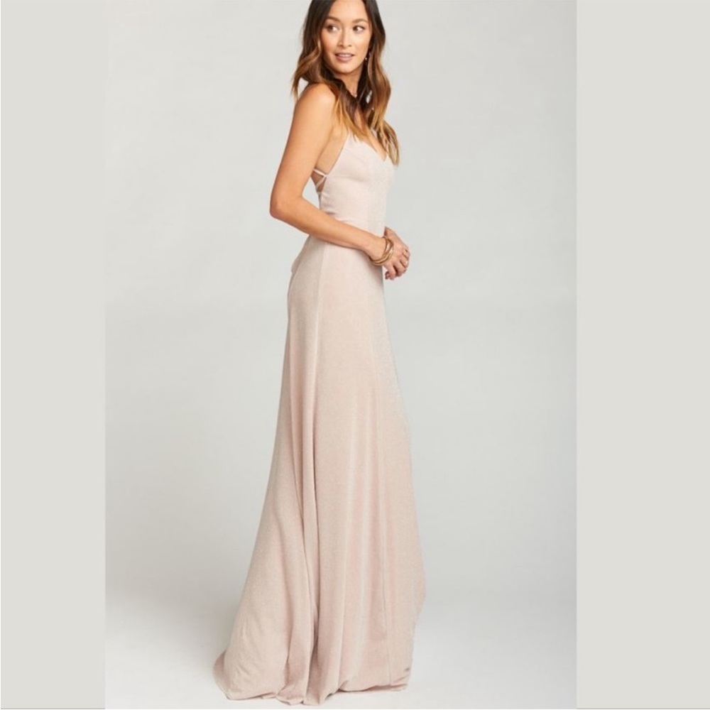 Show Me Your MuMu Godshaw Goddess Gown Backless, Shine Blush Bridesmaid Dress - Picture 3 of 6